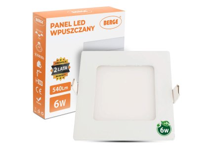 LED panel čtvercový 120x120x20mm vestavný - 6W - 230V - 390Lm - teplá bílá