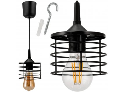 39597 lustrova zavesna lampa spring cerna e27