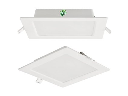 Čtvercový LED panel zapuštěný - bílý - 12W - PC - neutrální bílá