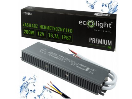 45115 hermeticky led zdroj 12v 200w ip67 vodeodolny