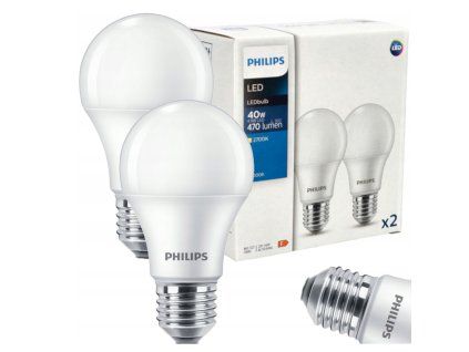 52159 1 2x led zarovka philips e27 4 9w 470lm 2700k
