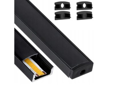 52399 led profil hlinikovy povrchovy 2m cerny set