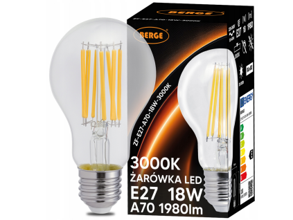 LED žárovka s vkláknem E27 - 18W - teplá bílá