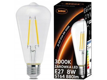 52675 led zarovka s vklaknem e27 st64 6w tepla bila