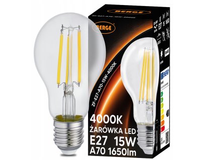 52678 led zarovka s vlaknem e27 15w neutralni bila