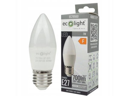 53284 led zarovka e27 7w c37 4000k 700lm neutralni bila