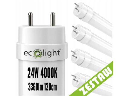 4x LED trubice 120cm T8 24W 3360lm 4000K - neutrální bílá