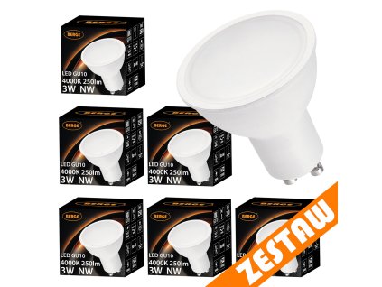 Sada 6 LED žárovek GU10 3W 250lm 4000K - neutrální bílá