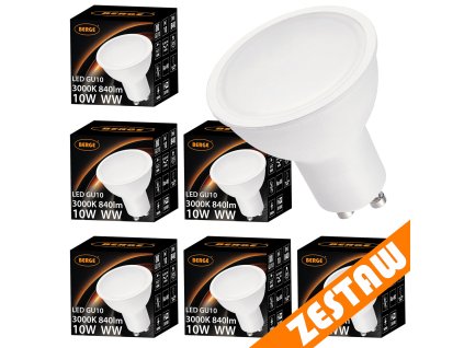 Sada 6x GU10 10W LED žárovek - teplá bílá