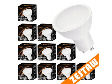Sada 10x GU10 LED žárovek 10W 850lm - neutrální bílá