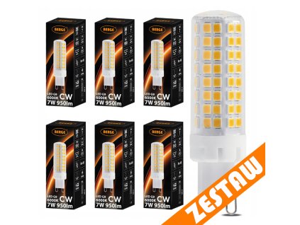 SADA 6 x LED žárovka G9 7W 950lm 6000K - studená bílá