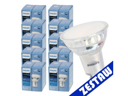 SADA 10x GU10 LED žárovka PHILIPS 4,9W 550lm - teplá bílá