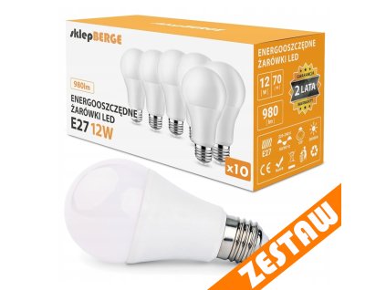 SADA 10x LED žárovka E27 12W - studená bílá