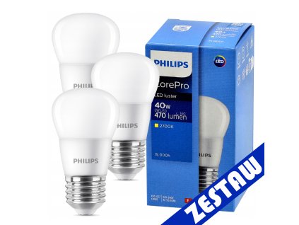 SADA 3x LED žárovka Philips E27 5W 470lm 2700K EyeComfort CorePro P45