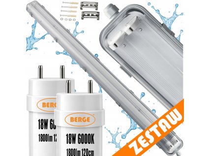 SADA Hermetické svítidlo s reflektorem 120cm 36W 3600lm 6000K + 2x LED trubice