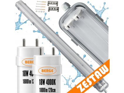 SADA Hermetické svítidlo s reflektorem 120cm 36W 3600lm 4000K + 2x LED trubice