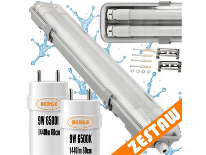 SADA Hermetická LED lampa 60cm 18W 2880lm 6500K + 2x trubice do garáže