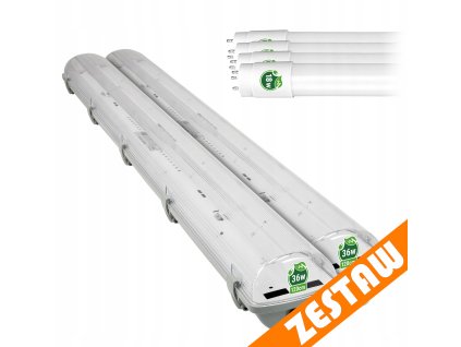 Sada 2 hermetických LED svítidel do fólie 120 cm + 4 trubicových zářivek G13 18W