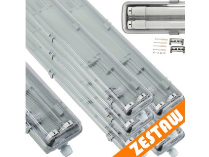 SADA 6 hermetických LED svítidel 120 cm do dílny pro trubice