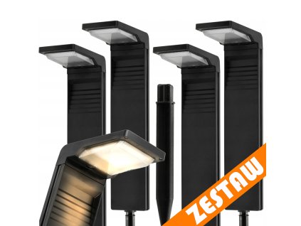 SADA 4 solárních LED zahradních lamp na zahradní sloupky se senzorem soumraku