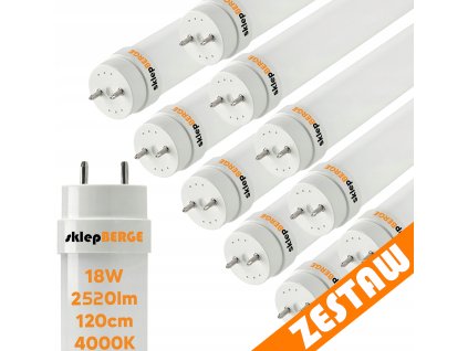 SADA 10x LED trubic 120CM T8 18W 2520lm 140LM/W 4000K silné světlo