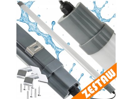 SADA 2 LED lamp 120cm 36W 3000lm Hermetické svítidlo IP65 do garáže, dílny