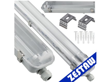 SADA 2x LED hermetických svítidel Philips 2x128cm pro garáž a dílnu s trubkami