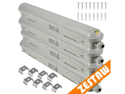 SADA 4 ks hermetického svítidla PILA 60cm 18W 4000K 2000lm IP65