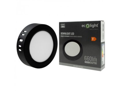 LED stropní svítidlo, přisazené, kulaté, 6W, 660lm, černé, 4000K
