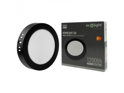 LED stropní svítidlo, přisazené, kulaté, 12W, 1200lm, černé, 4000K
