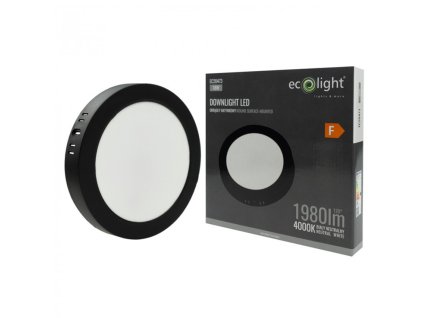 LED stropní svítidlo, přisazené, kulaté, 18W, 1980lm, černé, 4000K