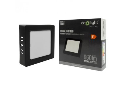 LED přisazený stropní panel – čtverec, 6 W, 660 lm, černý