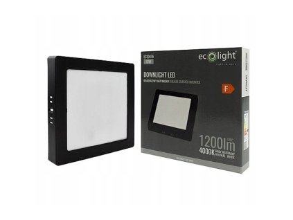 LED přisazený stropní panel – čtverec, 12 W, 1200 lm, černý