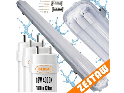 LED hermetické svítidlo 120cm 54W 5400lm 4000K + 3x prémiové LED trubice