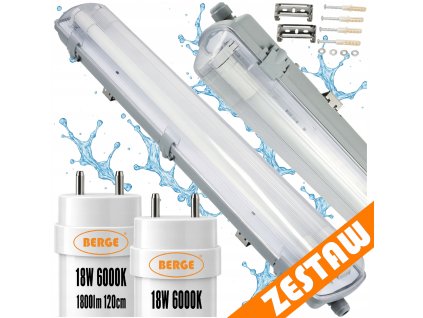 LED hermetické svítidlo 120 cm, 36 W, 3600 lm, 6000 K, do garáže, s plechem