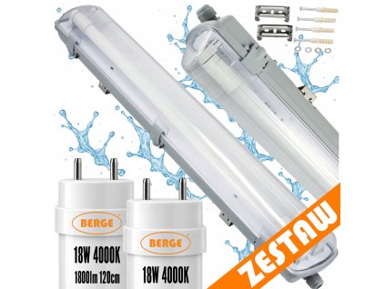 LED hermetické svítidlo 120cm 36W 3600lm 4000K do garáže s plechem