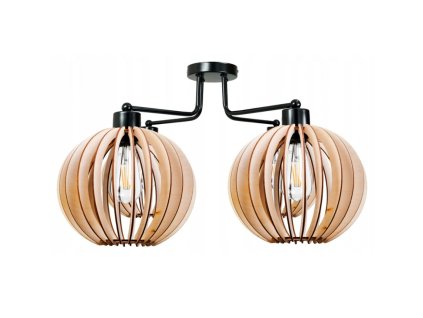 Závěsná lampa DRON 4xE27 - DŘEVĚNÁ KOULE