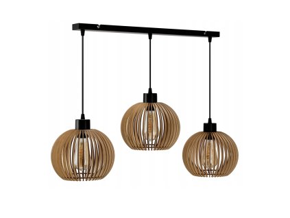 LED závěsná lampa 3xE27 dřevěná nastavitelná do kuchyně obývacího pokoje atmosférická