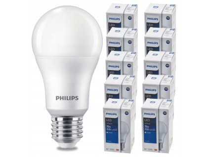 10x LED žárovka PHILIPS LED E27 10W 1055lm teplá bílá 2700k