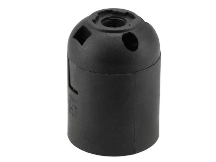 Objímka E27 z plastu se závitem, černá, hladká, patice E27