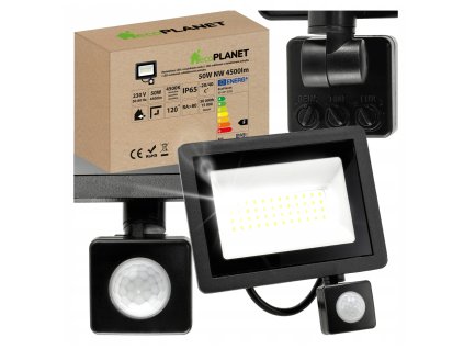 LED reflektor 50W 4500lm s pohybovým a soumrakový senzorem - IP65