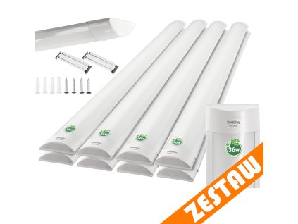 Sada 8 LED dílenských lamp do garáže pro přisazenou stropní montáž 36W 120cm