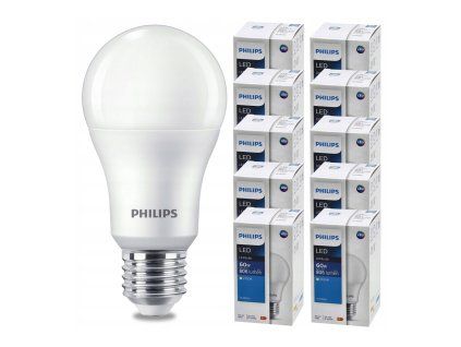 SADA 10 LED žárovek E27 8W 806lm PHILIPS teplá bílá 2700K A60