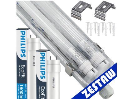 Sada hermetického svítidla PHILIPS 128 cm + 2x vodotěsné LED trubice