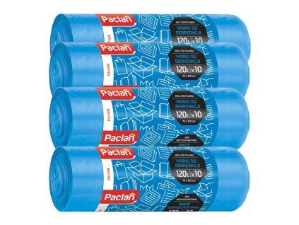 4x pytle na odpad 120l 10 ks modré na třídění papíru paclan pytel