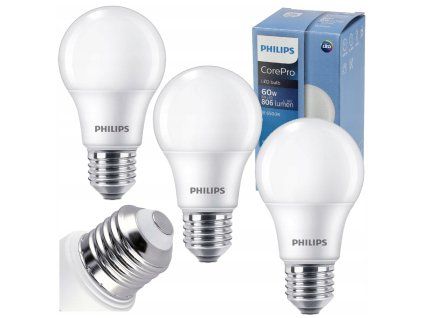 3x LED žárovka E27 8W 806lm 100lm/w 6500k
