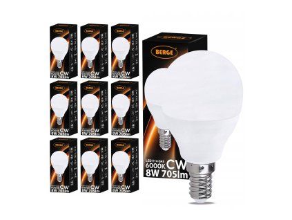 10x LED žárovka g45 E14 8W 705lm studená bílá 6000k