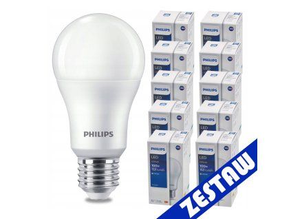SADA 10x LED žárovek E27 13W PHILIPS 1521lm teplá bílá 2700k A60