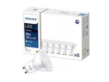 6x LED žárovka PHILIPS GU10 - 4,7W - 345lm - 3000k - corepro 36°