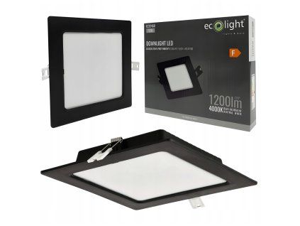 LED stropní panel zapuštěný 12W 1200lmM neutrální bílá ECOLIGHT černý